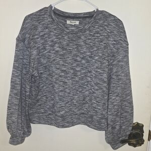 Madewell Marled Gray Balloon Sleeve Sweater Size: XS
